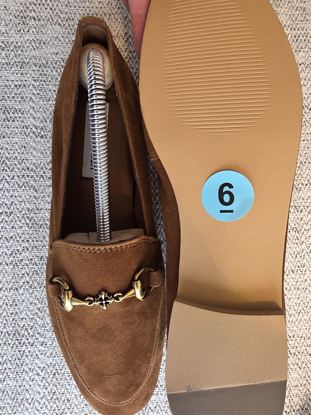 Steve Madden Brown Suede Loafers with Gold Hardware - Picture 5 of 5